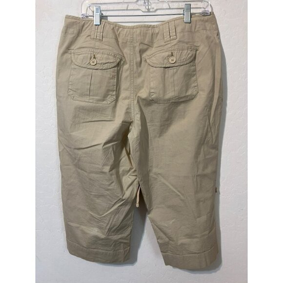 St. John's Bay Stretch Sz 14 Khaki Adjustable Length Crop Lightweight Pants - Picture 4 of 8